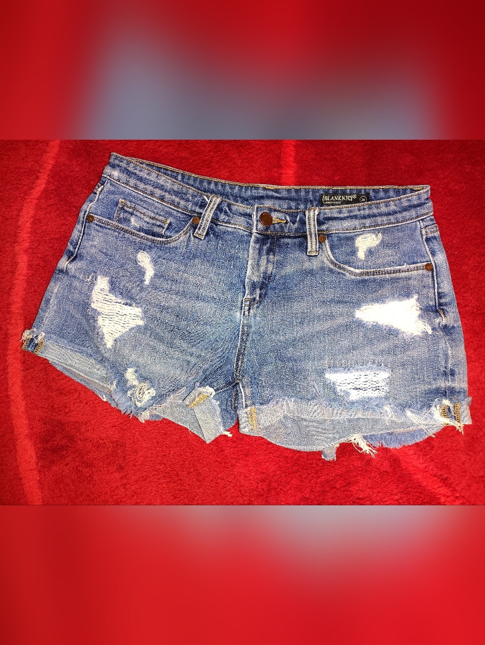 Blank NYC Tomboy Distressed Denim Shorts Sz 28